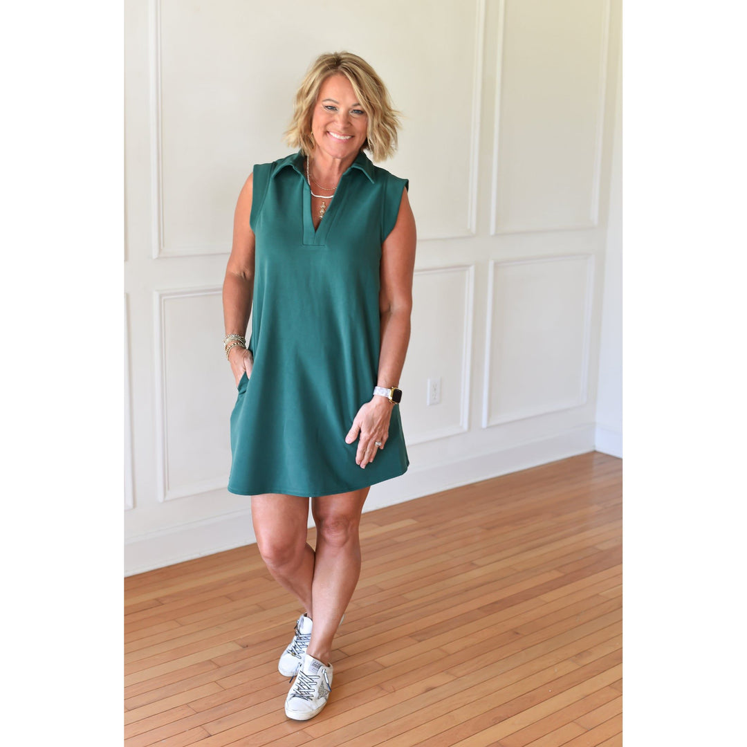 green collared athletic dress