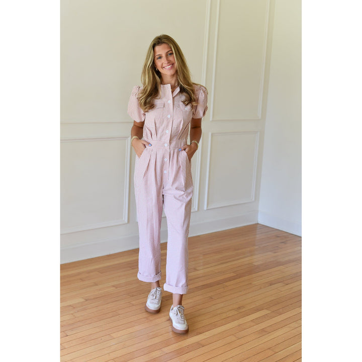 Sammy Pink Gingham Plaid Jumpsuit