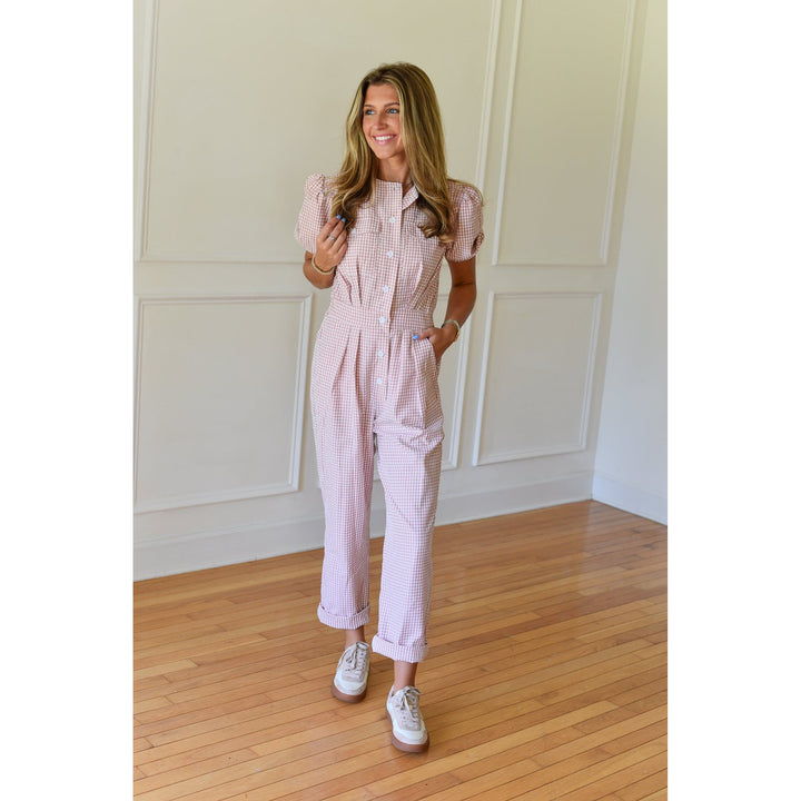 Sammy Pink Gingham Plaid Jumpsuit