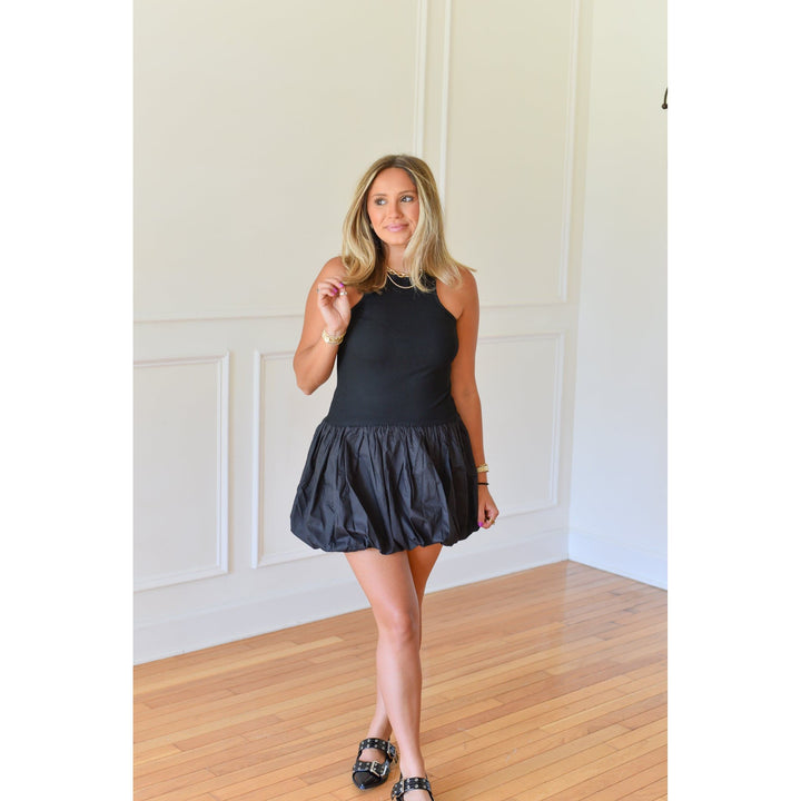 black tank bubble hem dress