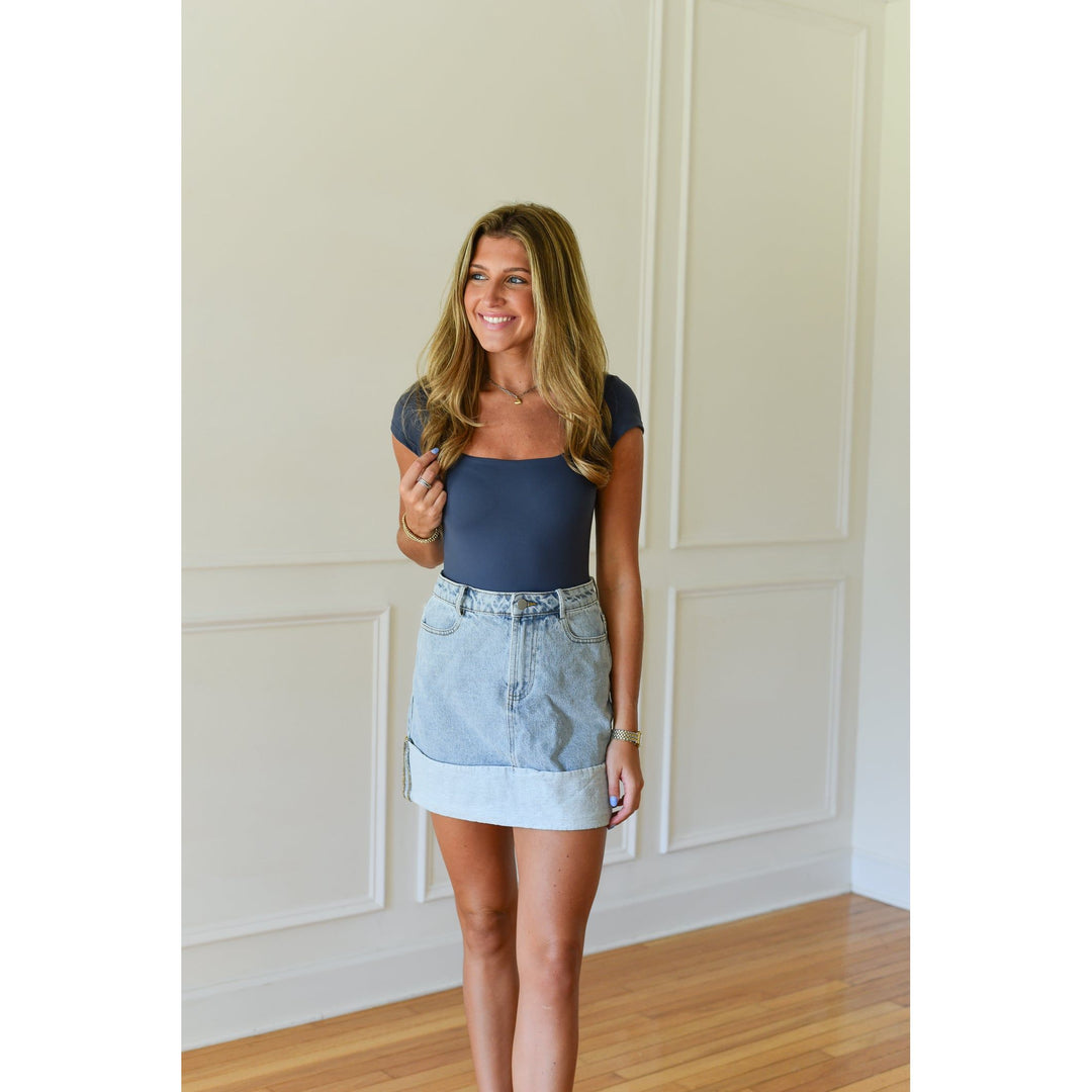 Ziggy Cuffed Denim Mini Skirt