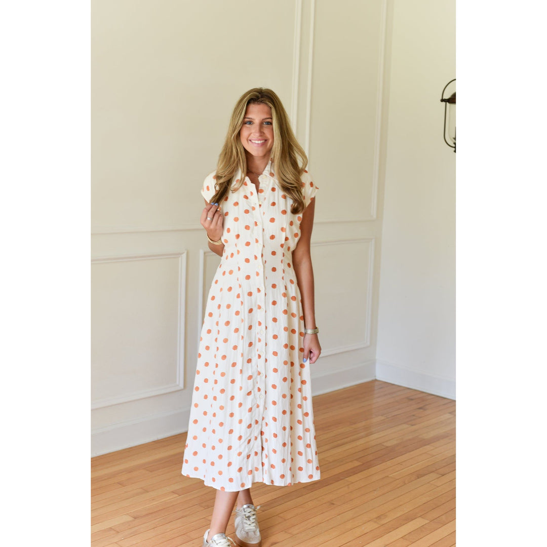 cream polka dot dress