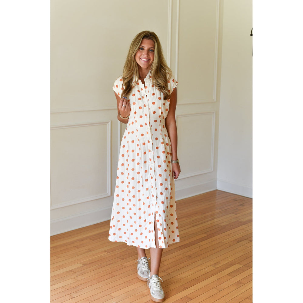 polka dot midi dress