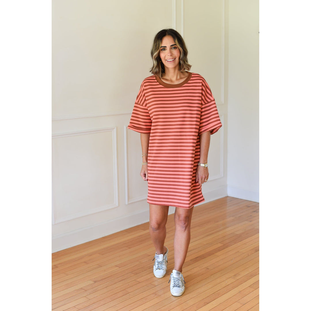 oversized striped orange dress