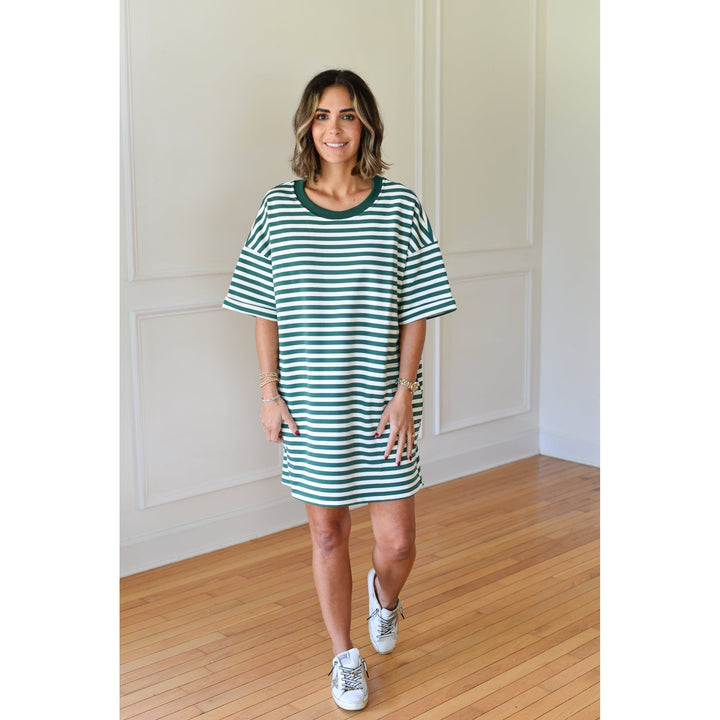 green striped dress