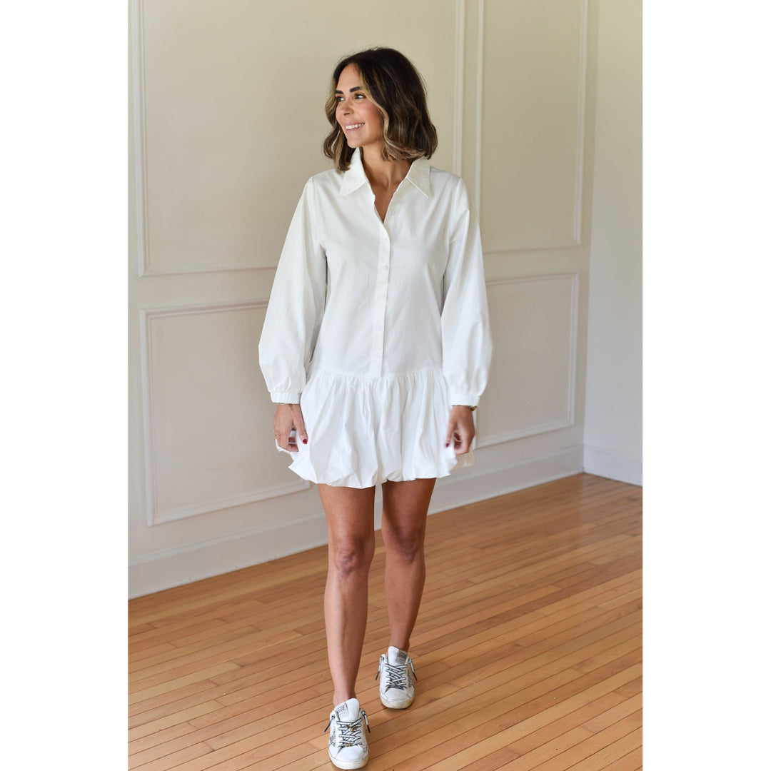 white bubble hem dress