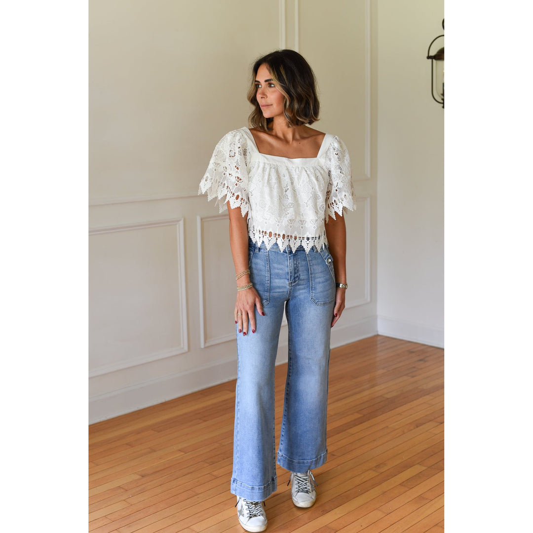 white crop top with lace