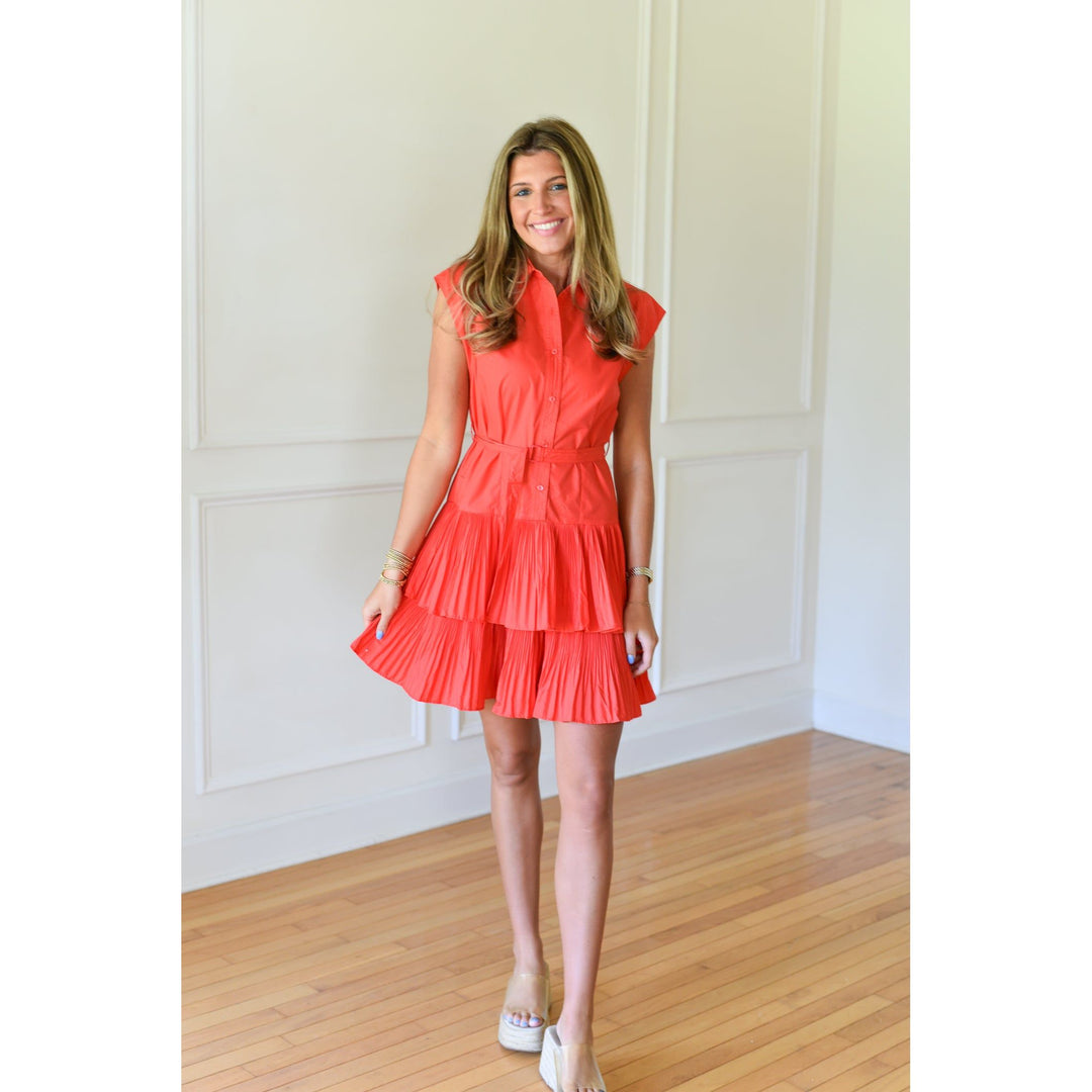 Brock Red Sleeveless Button Down Dress