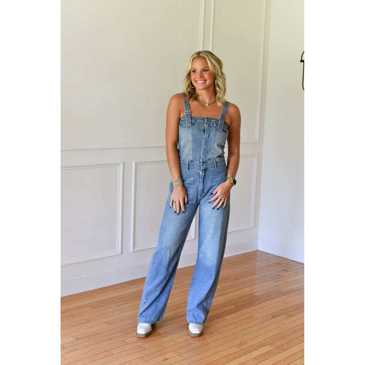 long denim overalls