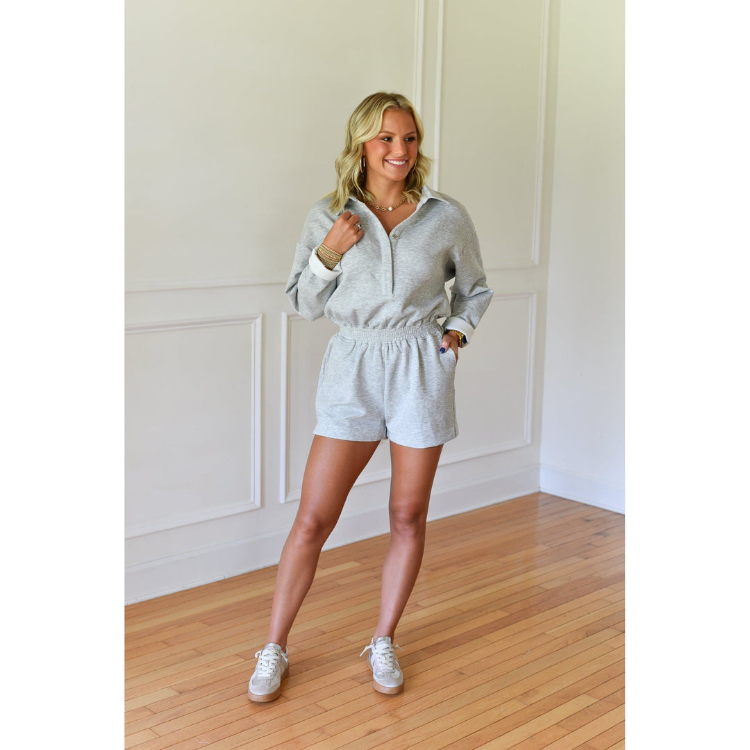 heather gray romper