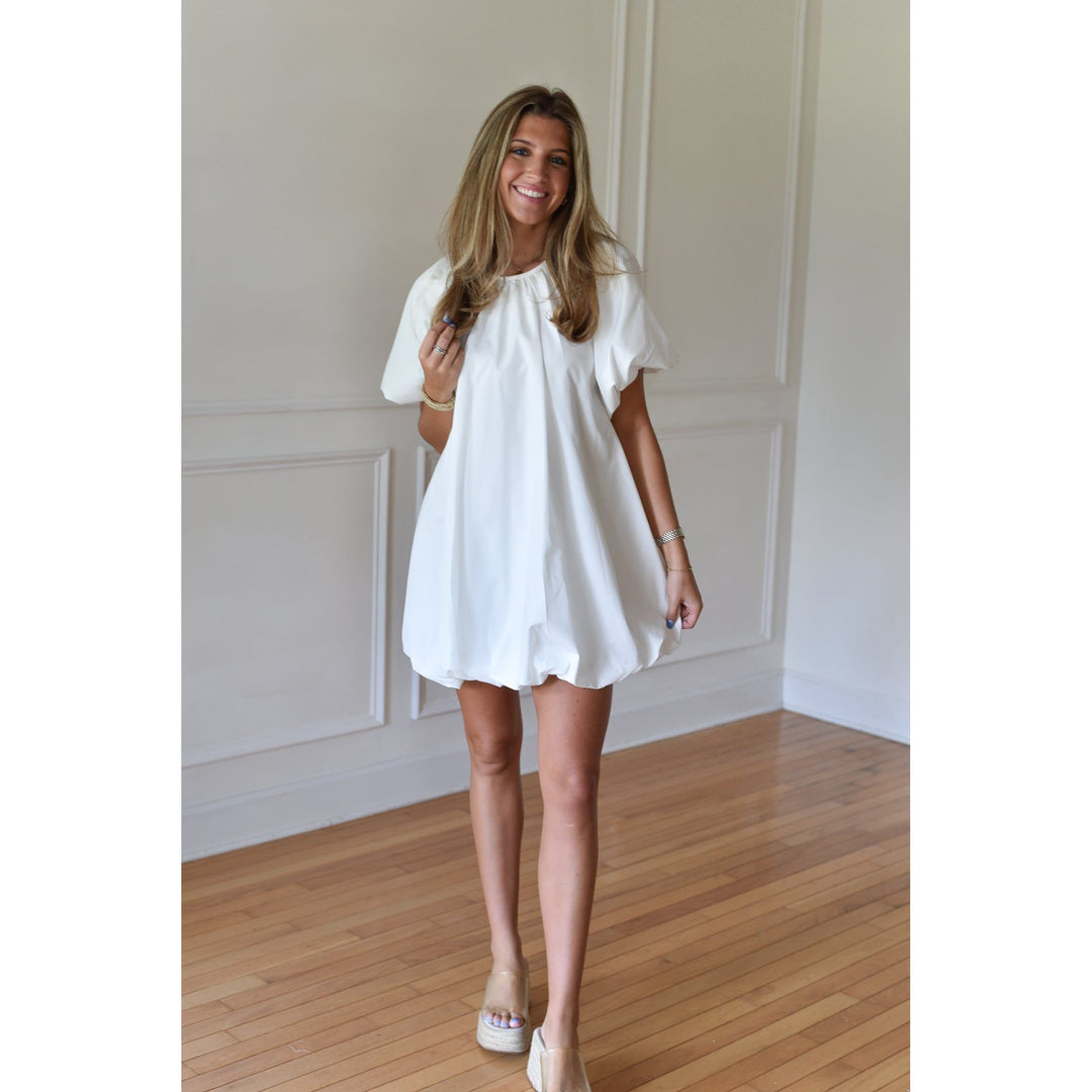 white bubble dress