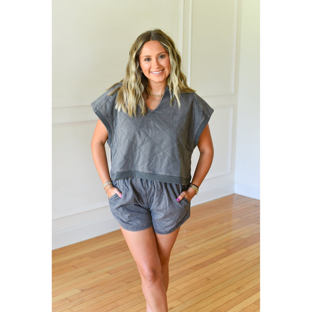 charcoal shorts set