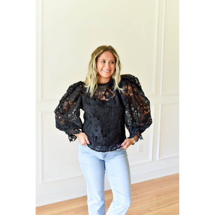 Salem Black Sheer Lace Top