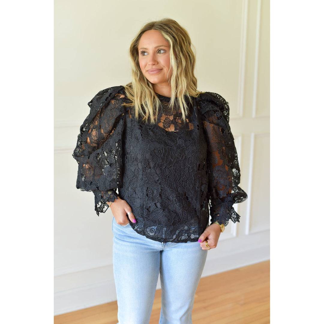 Salem Black Sheer Lace Top