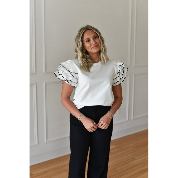 Ruffled Dream White Knit Top