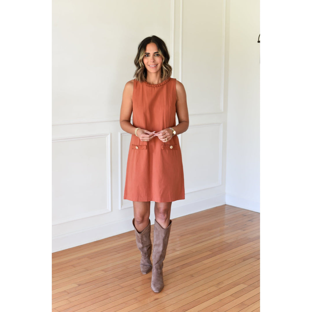 rust rope tunic dress