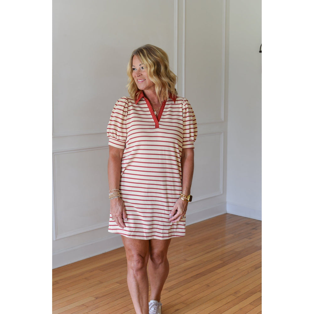 striped mini dress