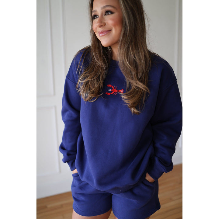 French Navy Lobster Sweatshirt Set