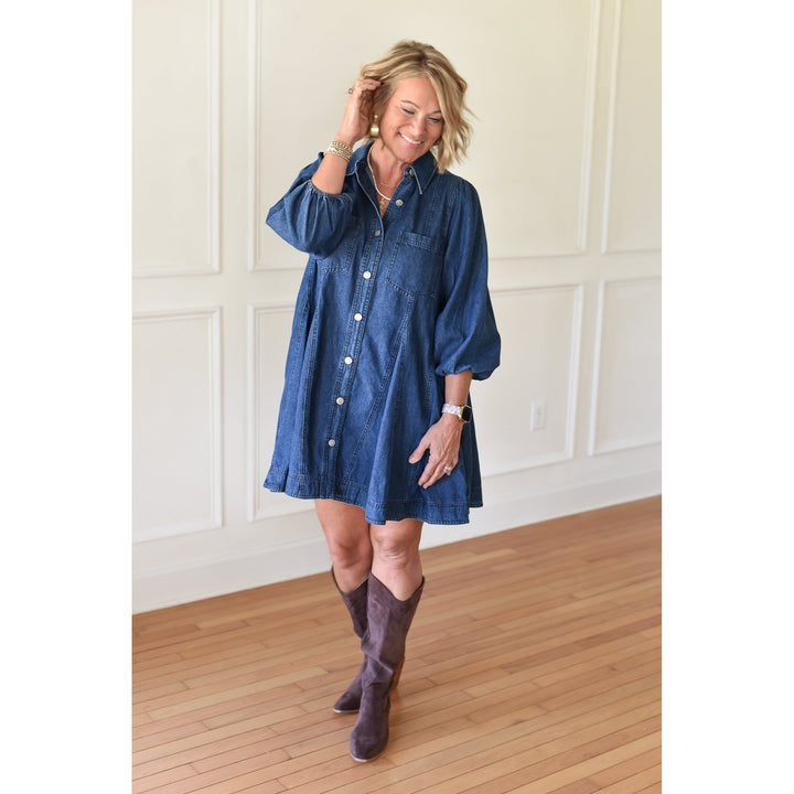 denim dress in dark denim