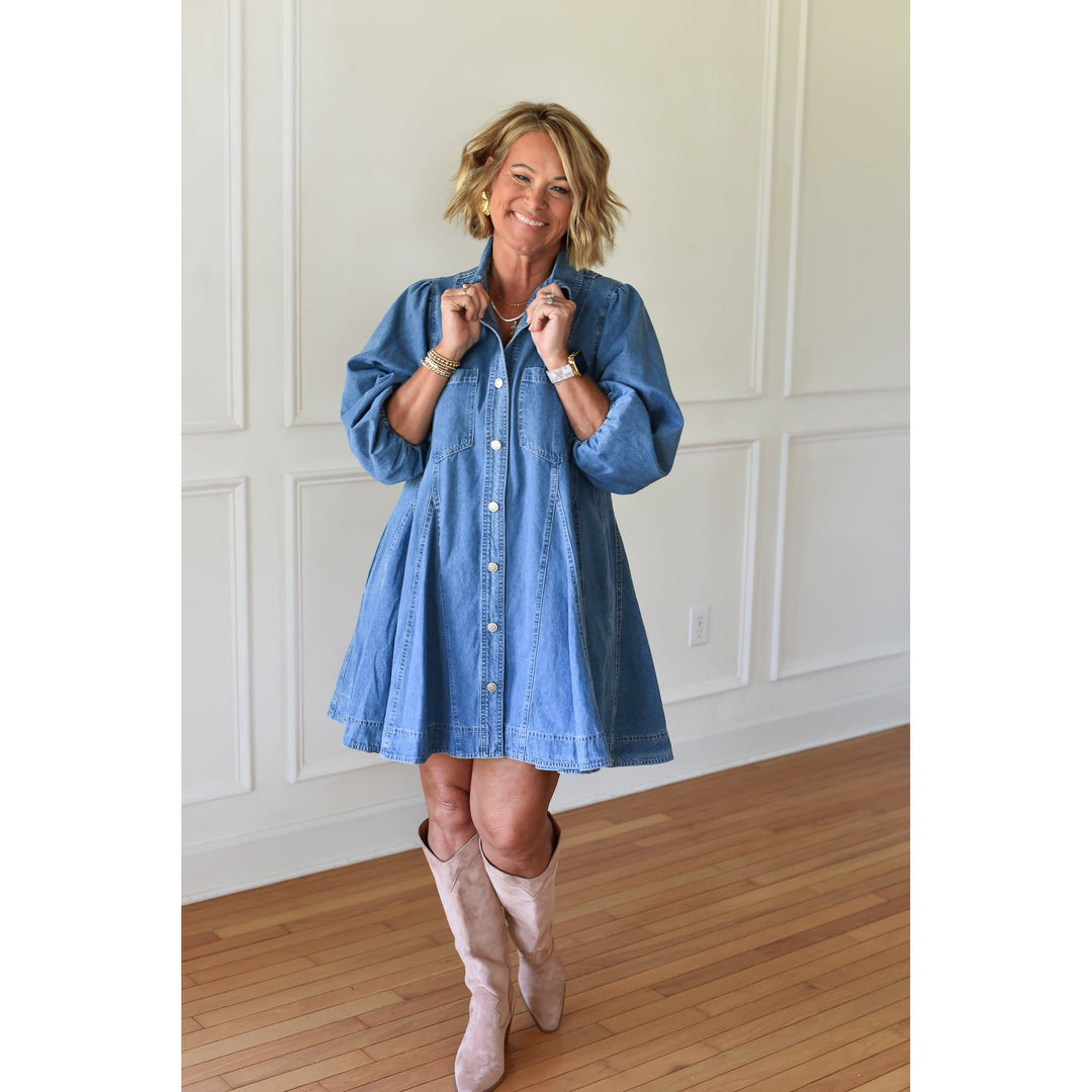 light denim short dress