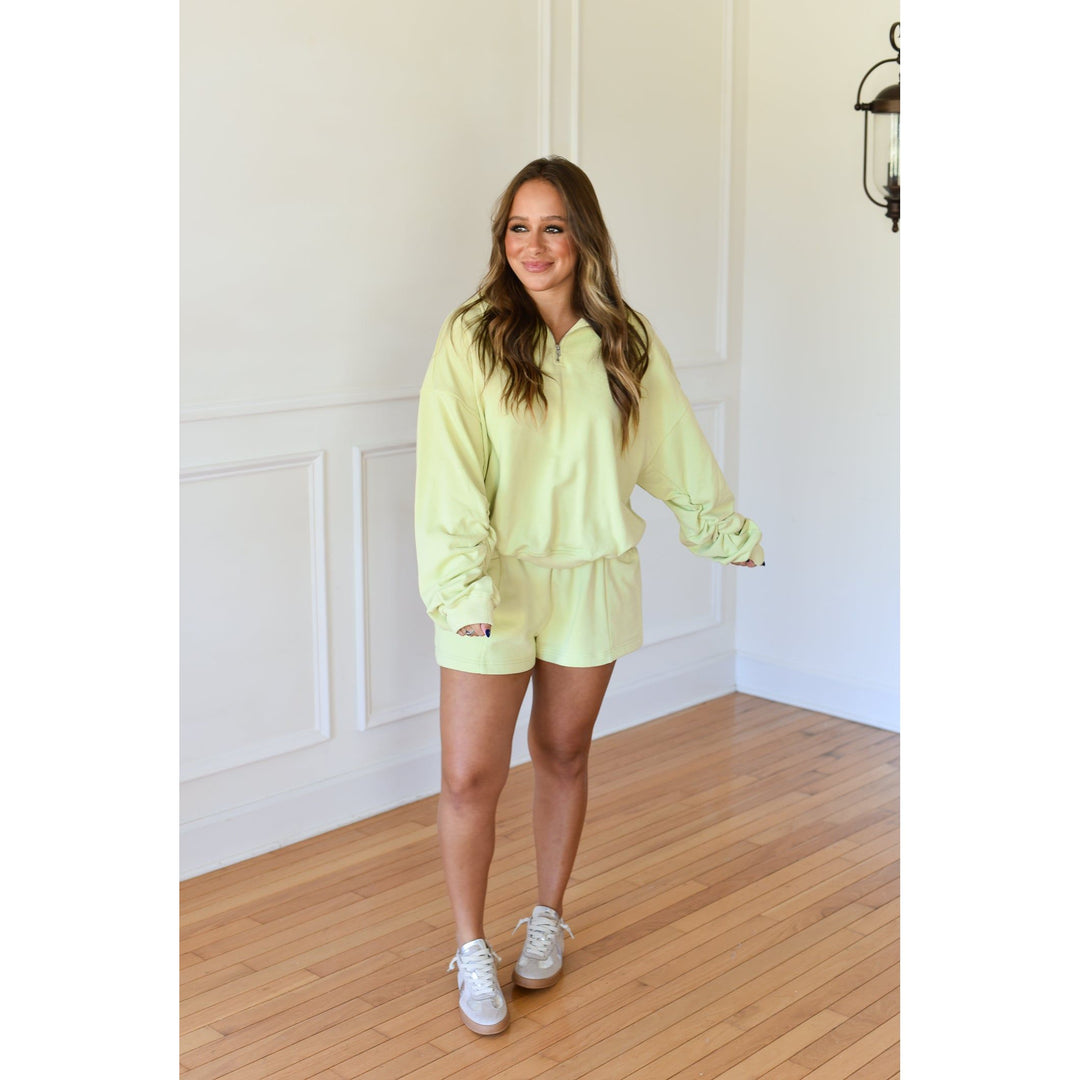 lime green shorts set