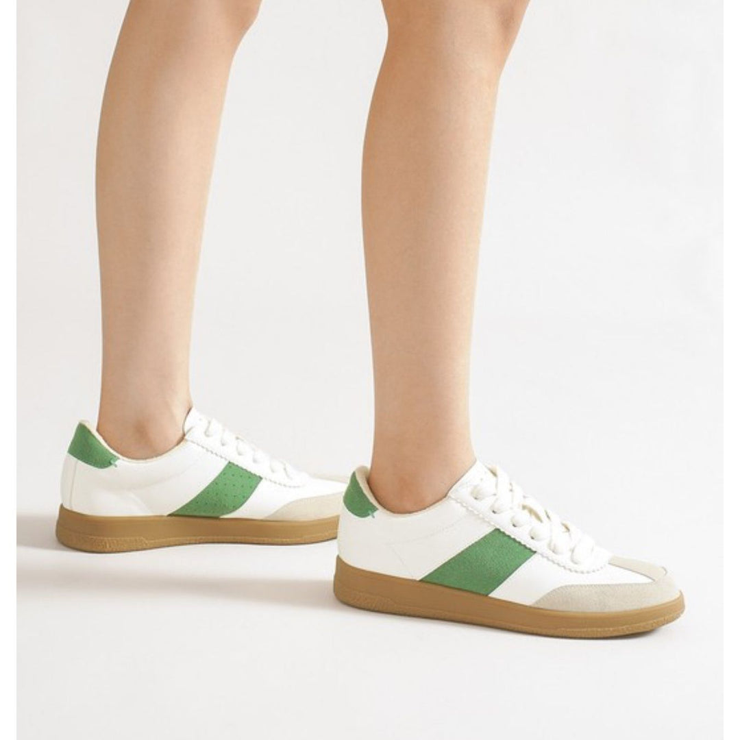 green and white sneaker