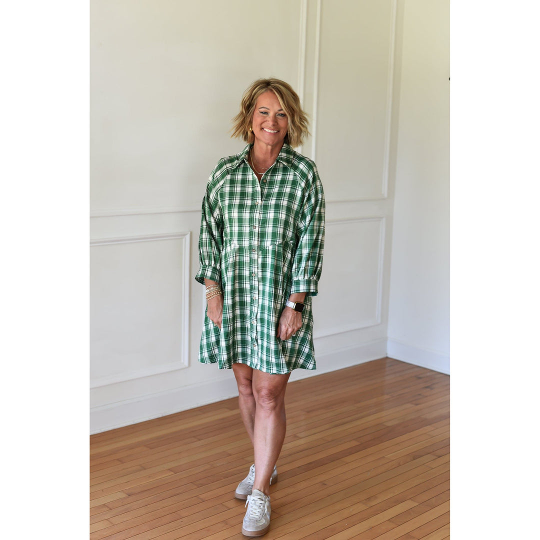 green plaid dress