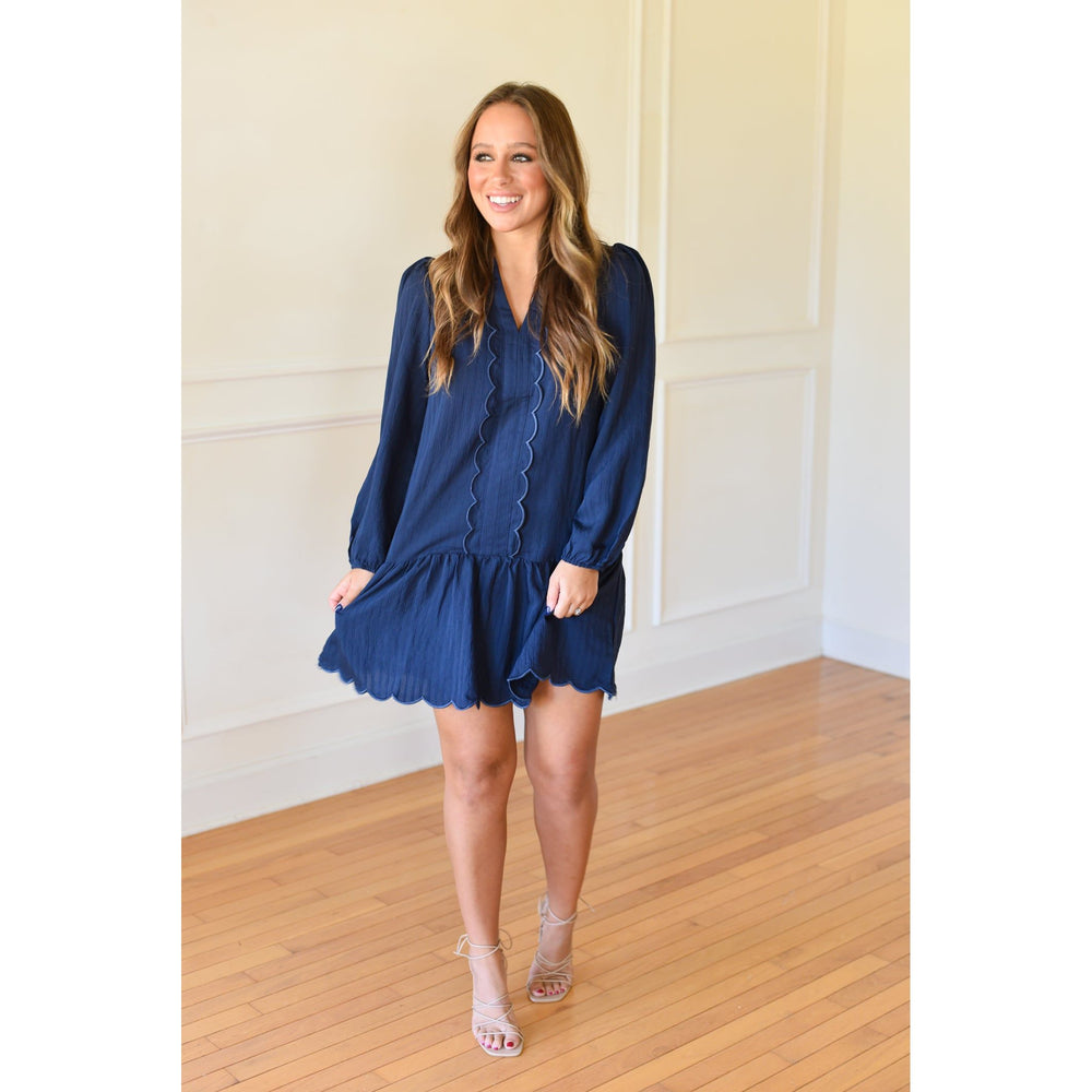 drop waist navy dress