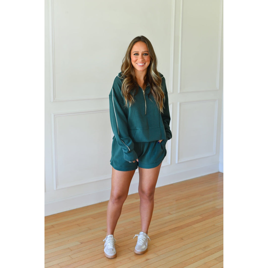 green shorts set