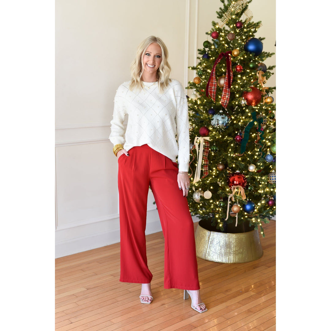 red women's pants