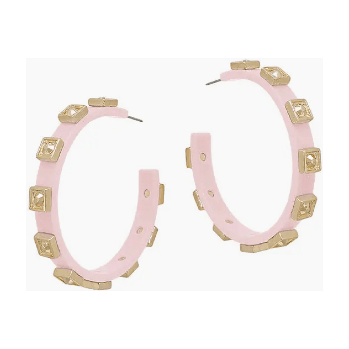 Pink and Gold Stud Acrylic Hoops