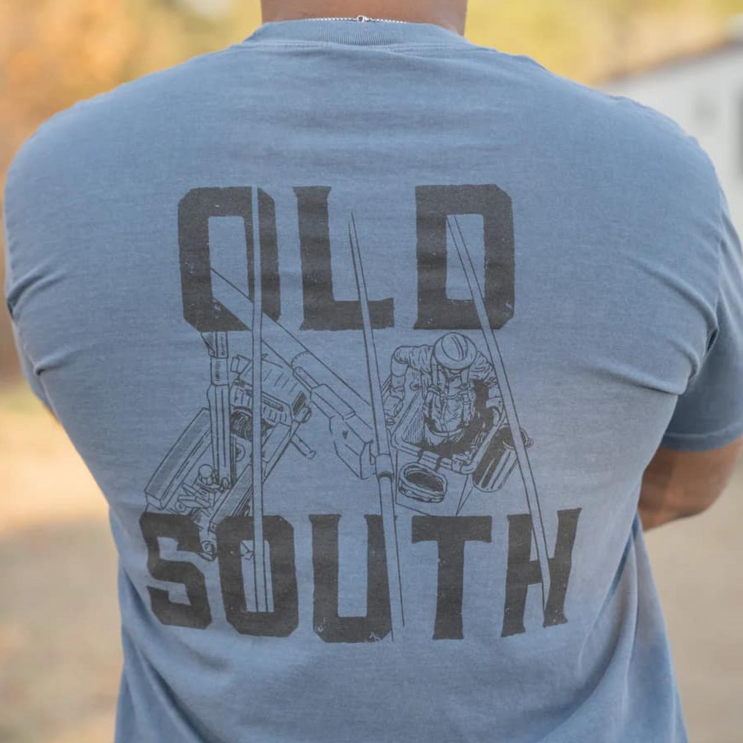 Old South Lineman Bucket Truck SS Tee - Blue