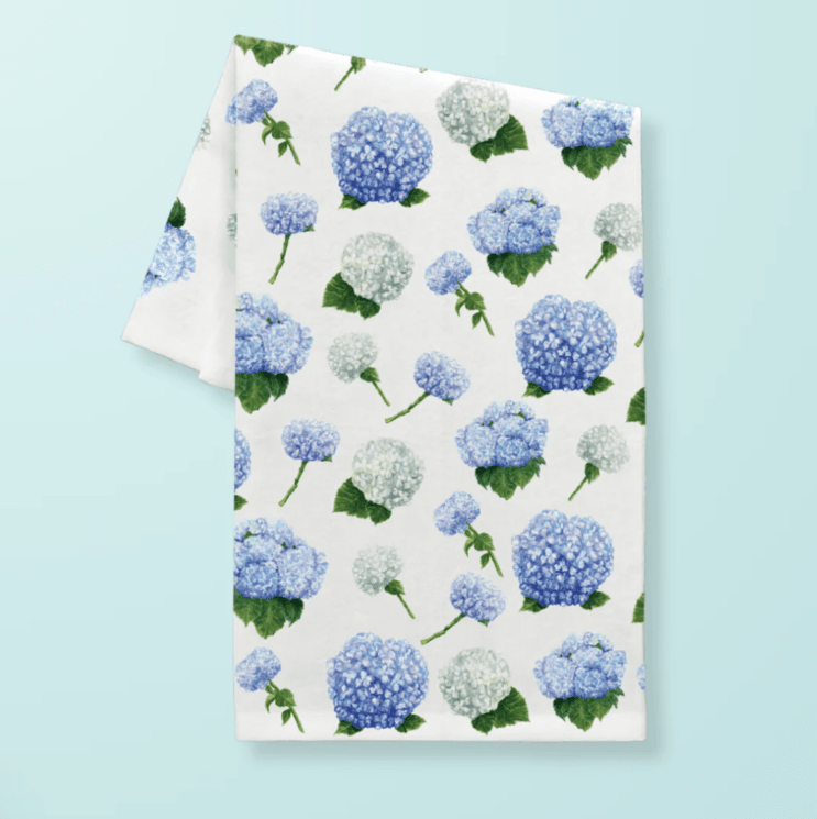 hydrangea tea towel