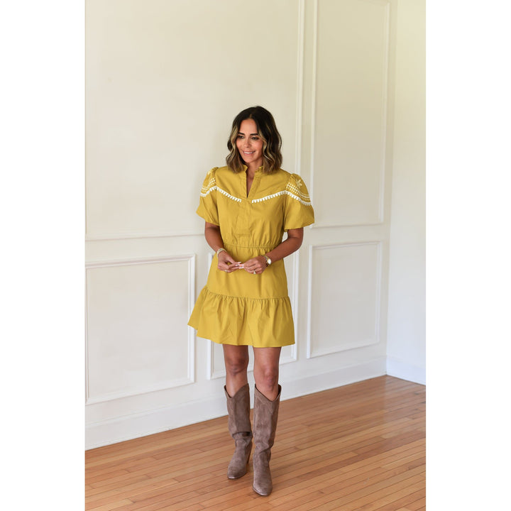 mini dress in mustard color