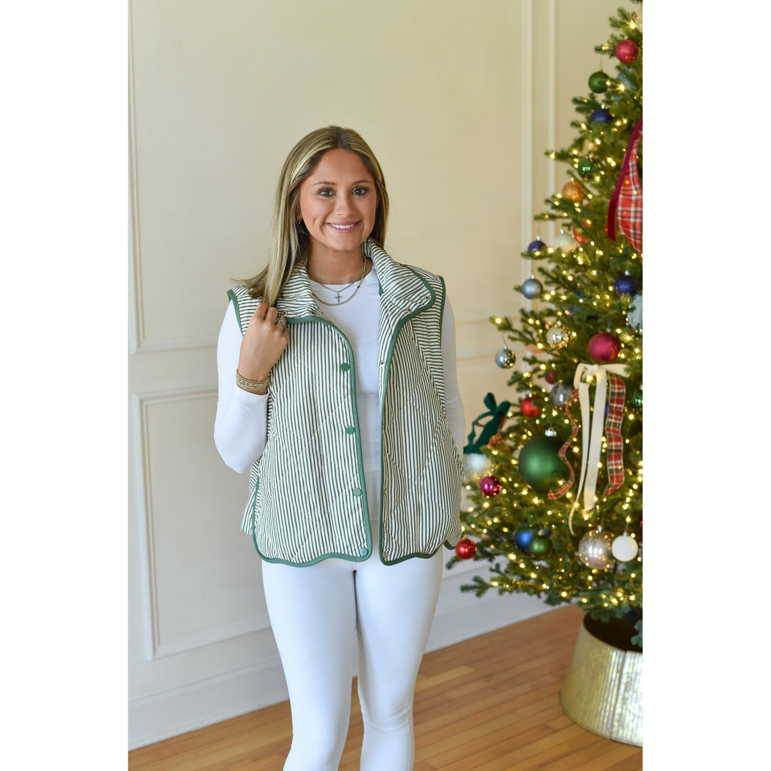 green and white vest